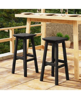 29" HDPE Outdoor Patio Square Bar Stools (Set of 2)