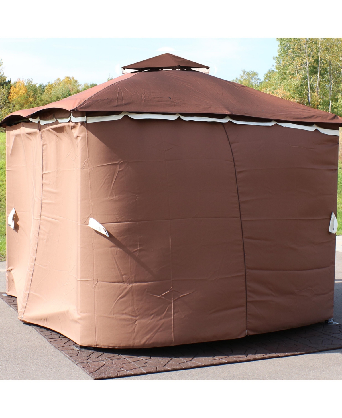 Sunnydaze Decor 4-Piece Polyester Gazebo Sidewall Curtain Set -- Brown