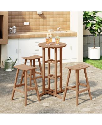 Outdoor Patio Bar Height Table and Bar Stool 4-Piece Dining Set