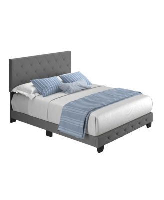 Chloe Linen Upholstered Platform Bed Frame with Adjustable Headboard - - Full