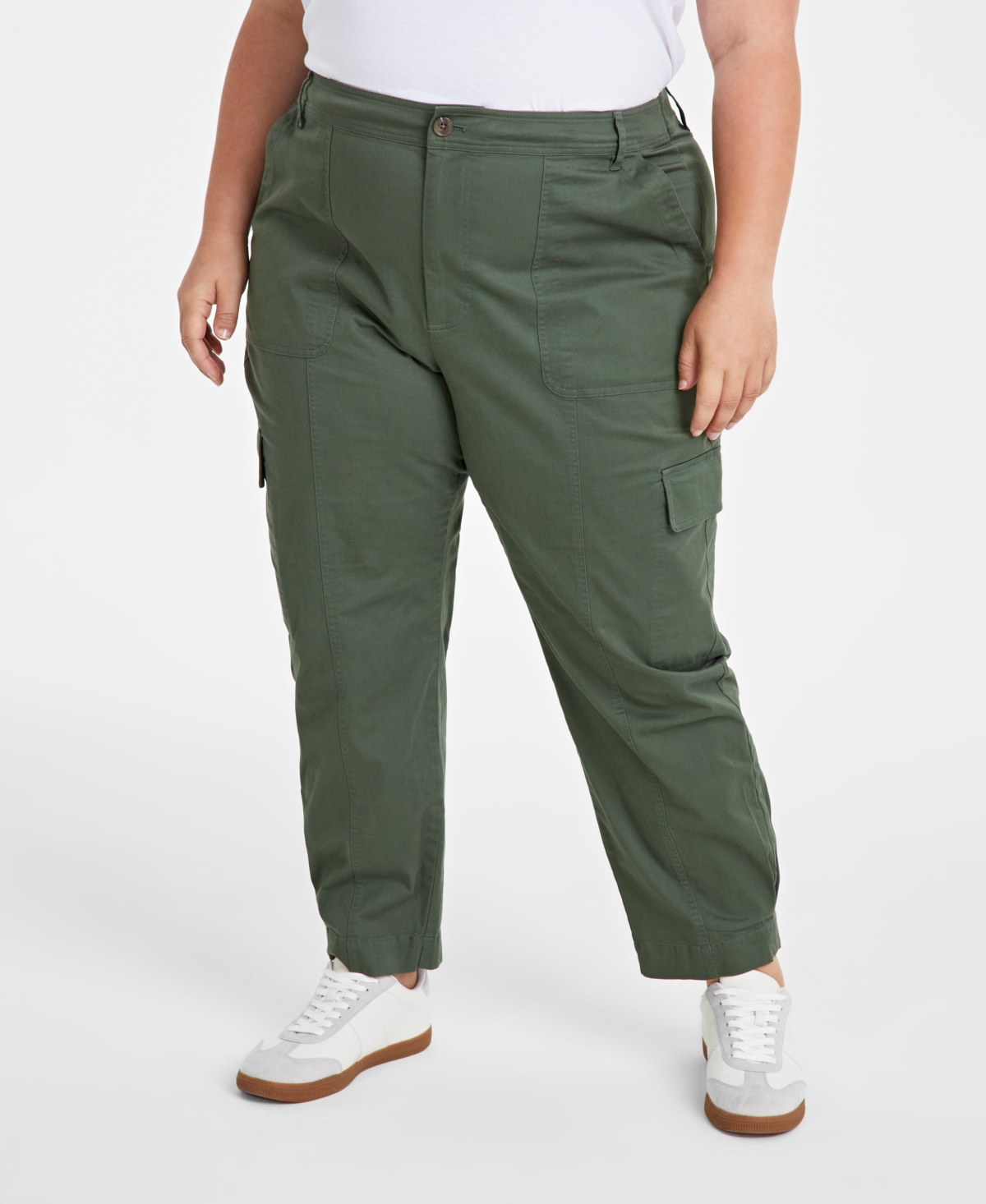 On 34th Trendy Plus Size Tapered Ankle-Length Cargo Pants, Created for Macy's