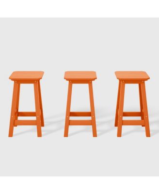 24" HDPE Outdoor Patio Counter High Backless Square Set of 3