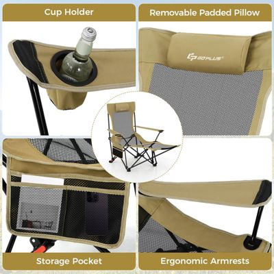 Folding Camping Chair with Detachable Footrest