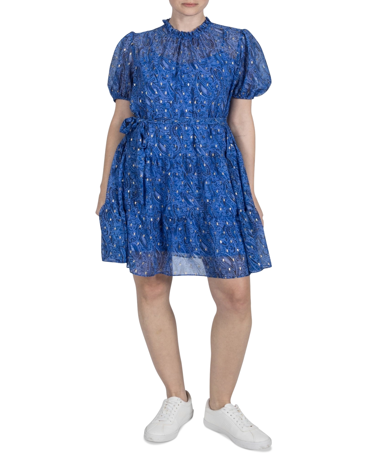 Women's Paisley-Print Tiered Dress - Blue Multi