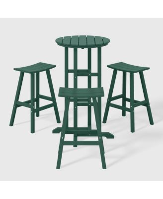 Outdoor Patio Bar Height Table and Bar Stool 4-Piece Dining Set