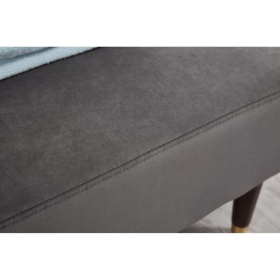 Modern Chaise Lounge Chair Velvet Upholstery (Grey
