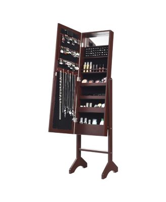 18 LED lights Mirrored Jewelry Cabinet Organizer