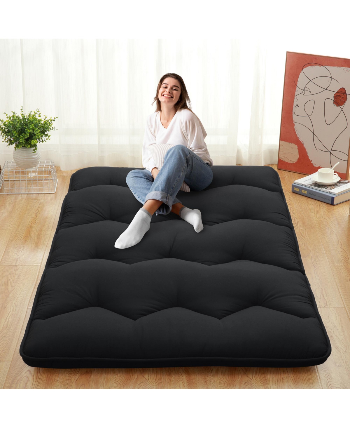 Caromio Futon Mattress Size, Floor Mattress Pad Portable Dorm Sleeping Pad, 60
