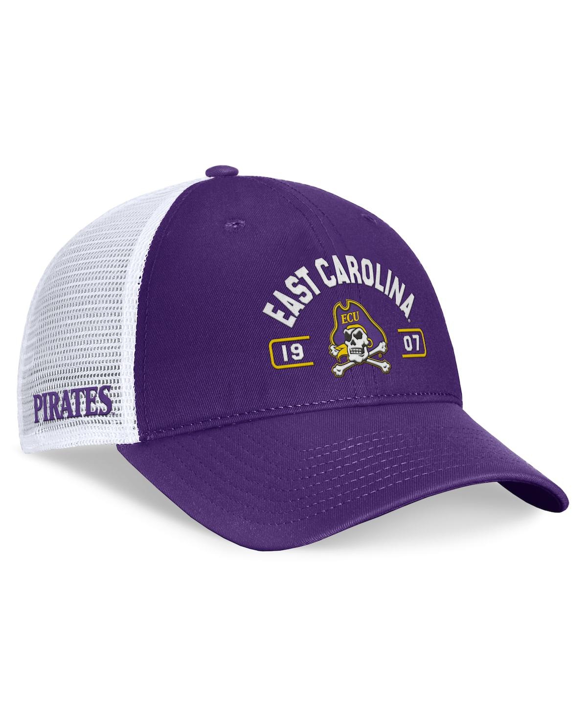 Men's / Ecu Pirates Free Kick Trucker Adjustable Hat - Purple, White
