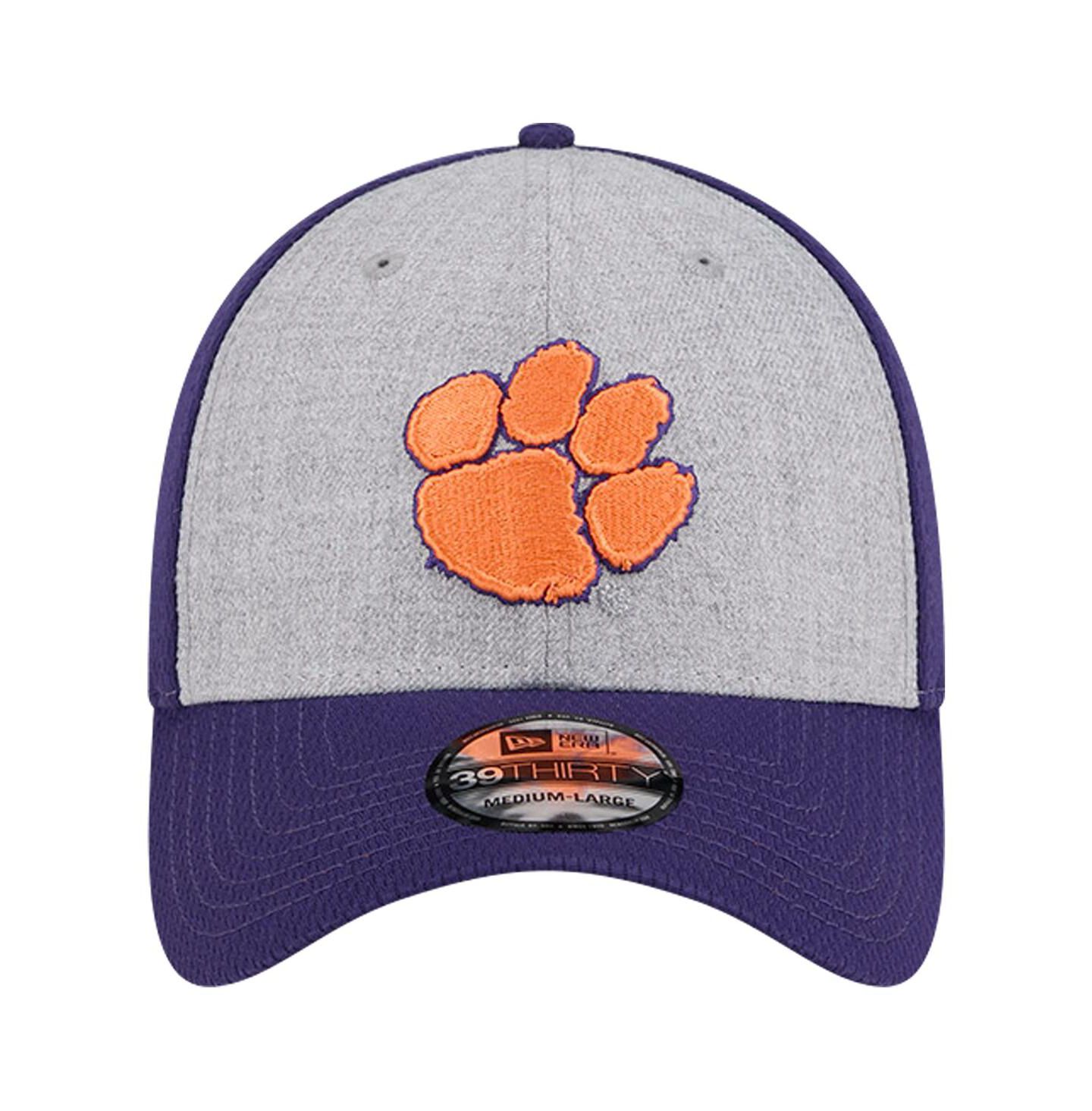 Мужская кепка New Era Heather Gray/Purple Clemson Tigers Two-Tone 39THIRTY Flex Hat — фото 4