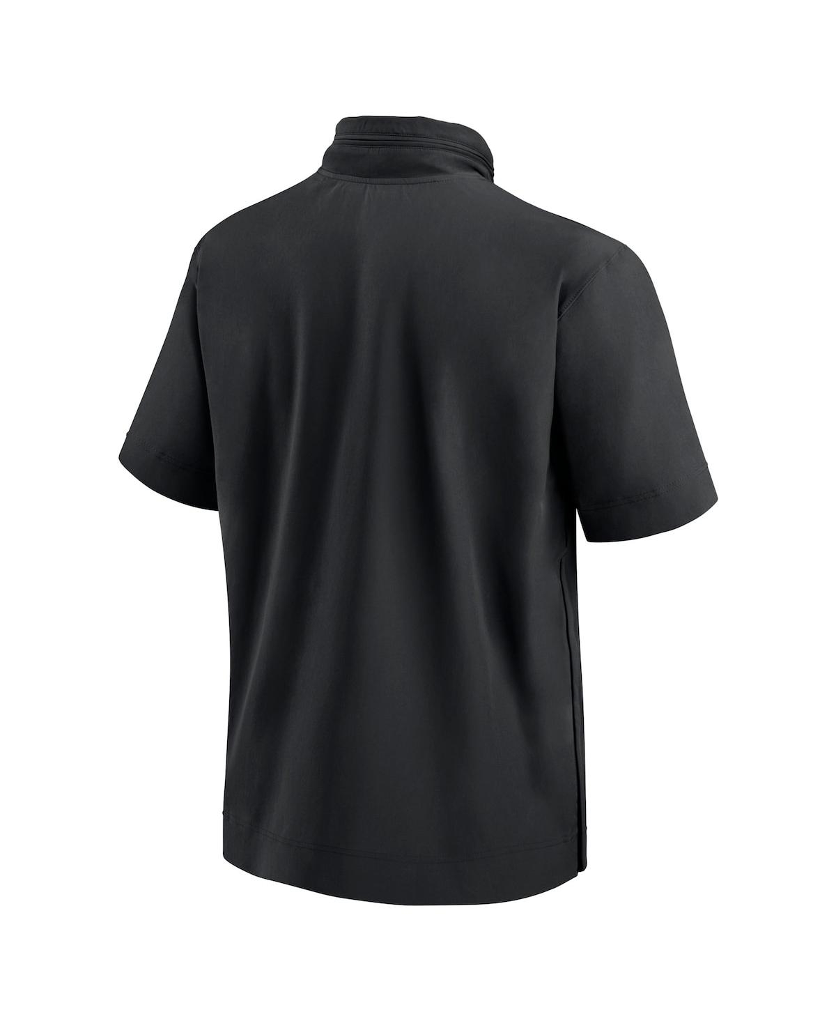 Nike Men'sOhio State Buckeyes 2024 Sideline Coach Short Sleeve Half-Zip Hoodie Jacket - Black, Scarlet