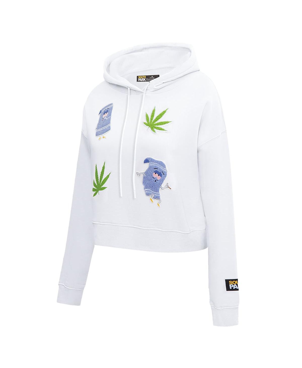 Freeze Max Women's South Park Towlie Don't Forget To Bring A Towel Cropped Pullover Hoodie In White