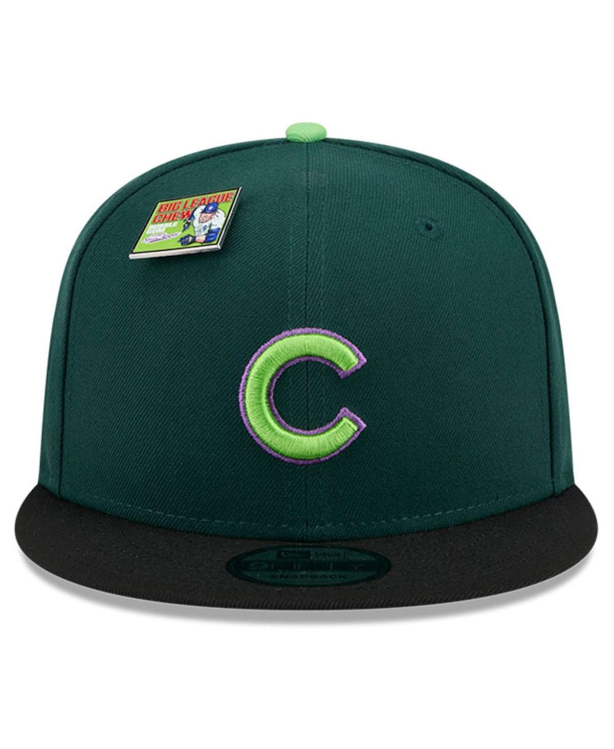 New Era Men's Green/black Chicago Cubs Sour Apple Big League Chew Flavor Pack 9fifty Snapback Hat In Green,black