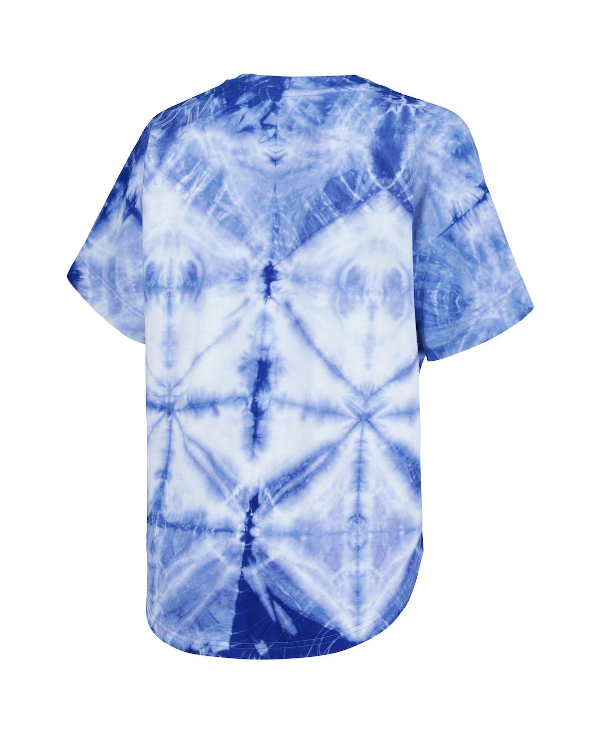 Shop G-iii 4her By Carl Banks Women's Royal In State Warriors Tournament Raglan Oversized Tie-dye V-neck T-shirt