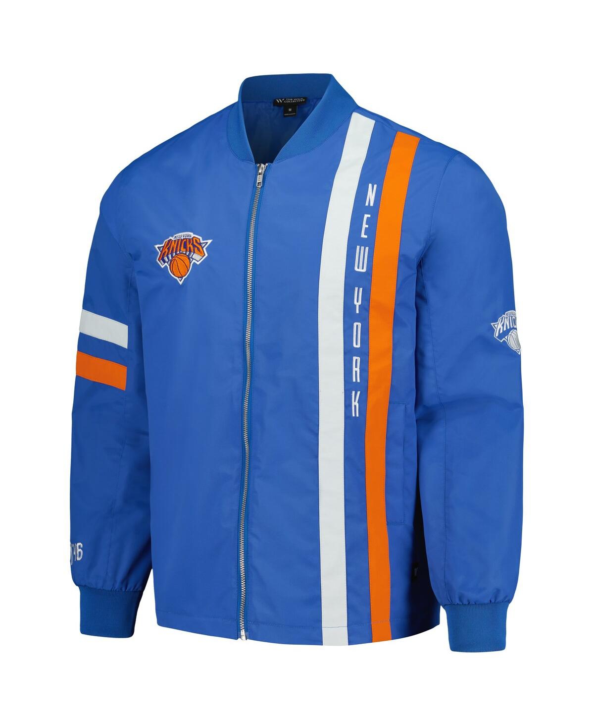 The Wild Collective Men's and Women'sNew York Knicks Stitch Applique Full-Zip Bomber Jacket - Blue
