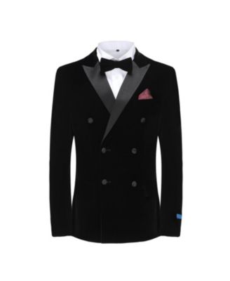 Men's 2 Piece Double Breasted Velvet Birdseye Lapel Slim Fit Tuxedo
