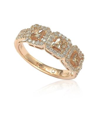 Suzy Levian Sterling Silver Cubic Zirconia 3-Stone Asscher-Cut Band Ring
