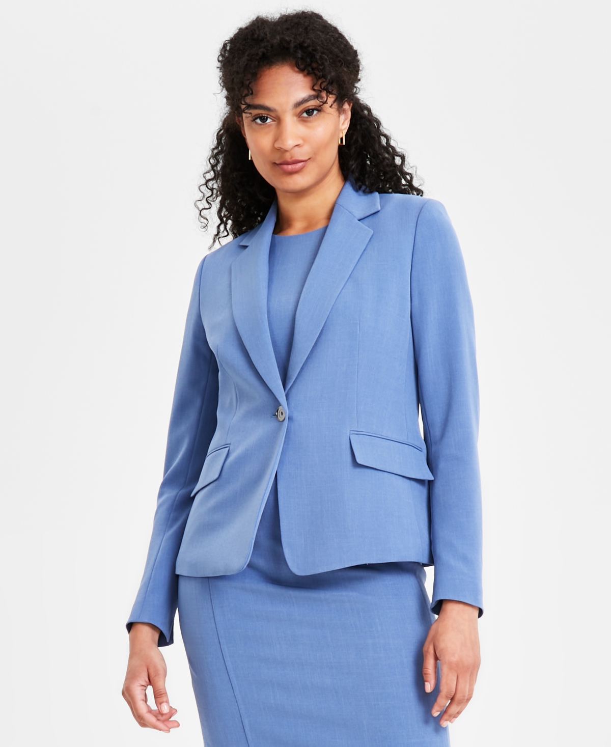 Notch collar one button blazer top