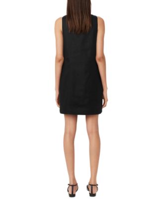 black linen pinafore dress Black Linen Pinafore Dress, Dark Academia Wrap Linen Sundress
