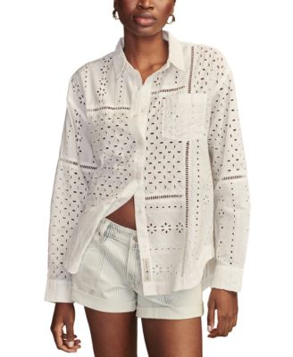 Lucky Brand - Women's Cotton Schiffli Embroidered Prep Shirt