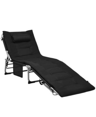 4-Fold Oversize Padded Folding Lounge Chair with Removable Soft Mattress