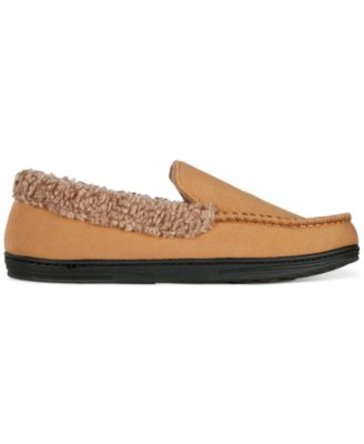 Men's Brushed Knit or Plaid Lewis Moccasin Slipper with Fleece Lining and Memory Foam 