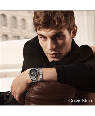 Men's Distinguish Silver-Tone Stainless Steel Bracelet Watch 44mm