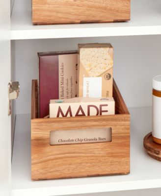 Acacia Wood Pantry Bin with Handles - Natural