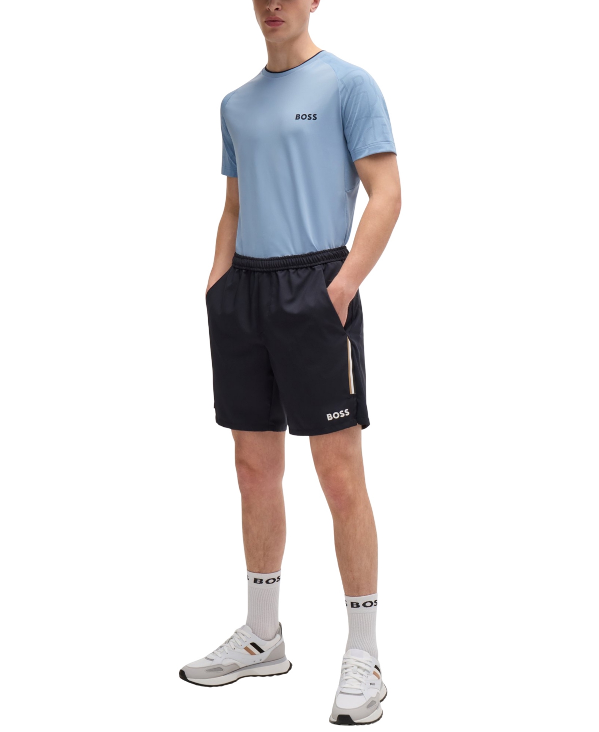 Hugo Boss X Matteo Berrettini Stretch-jersey T-shirt With Signature Details In Black