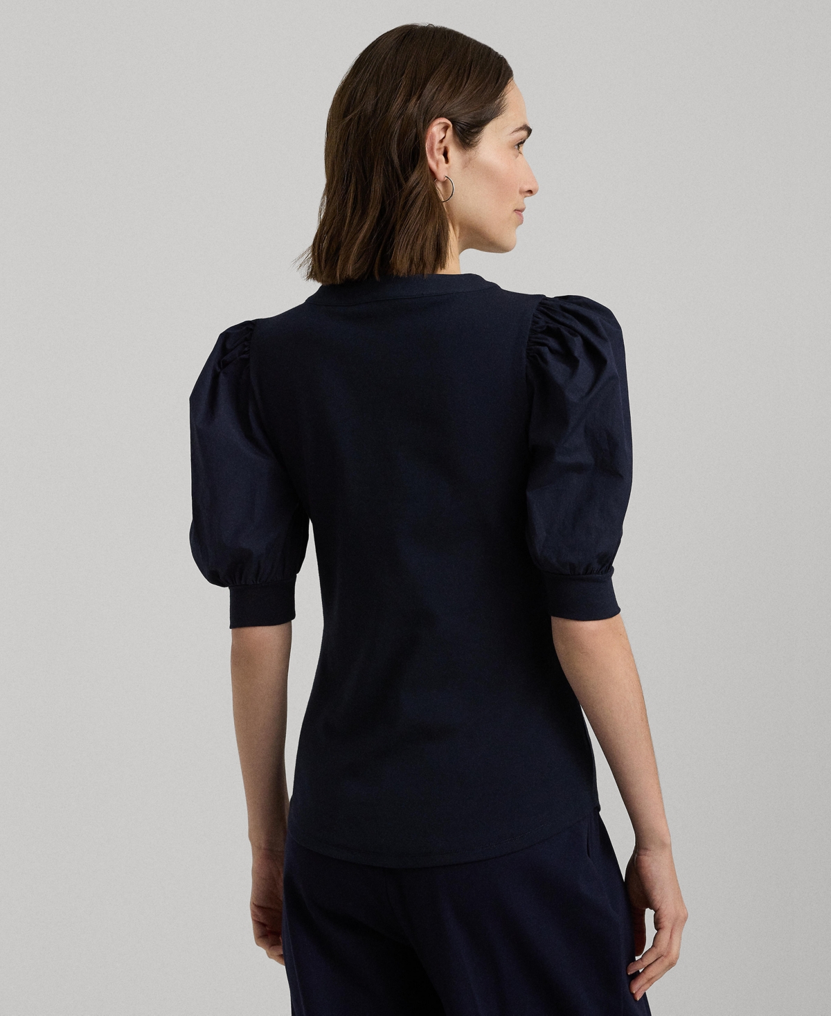 Lauren Ralph Lauren Women's Lace-Up Puff-Sleeve Top