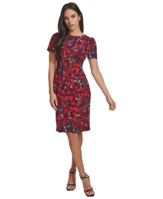 Calvin Klein Women s Floral Print Short Sleeve Sheath Dress Macy s