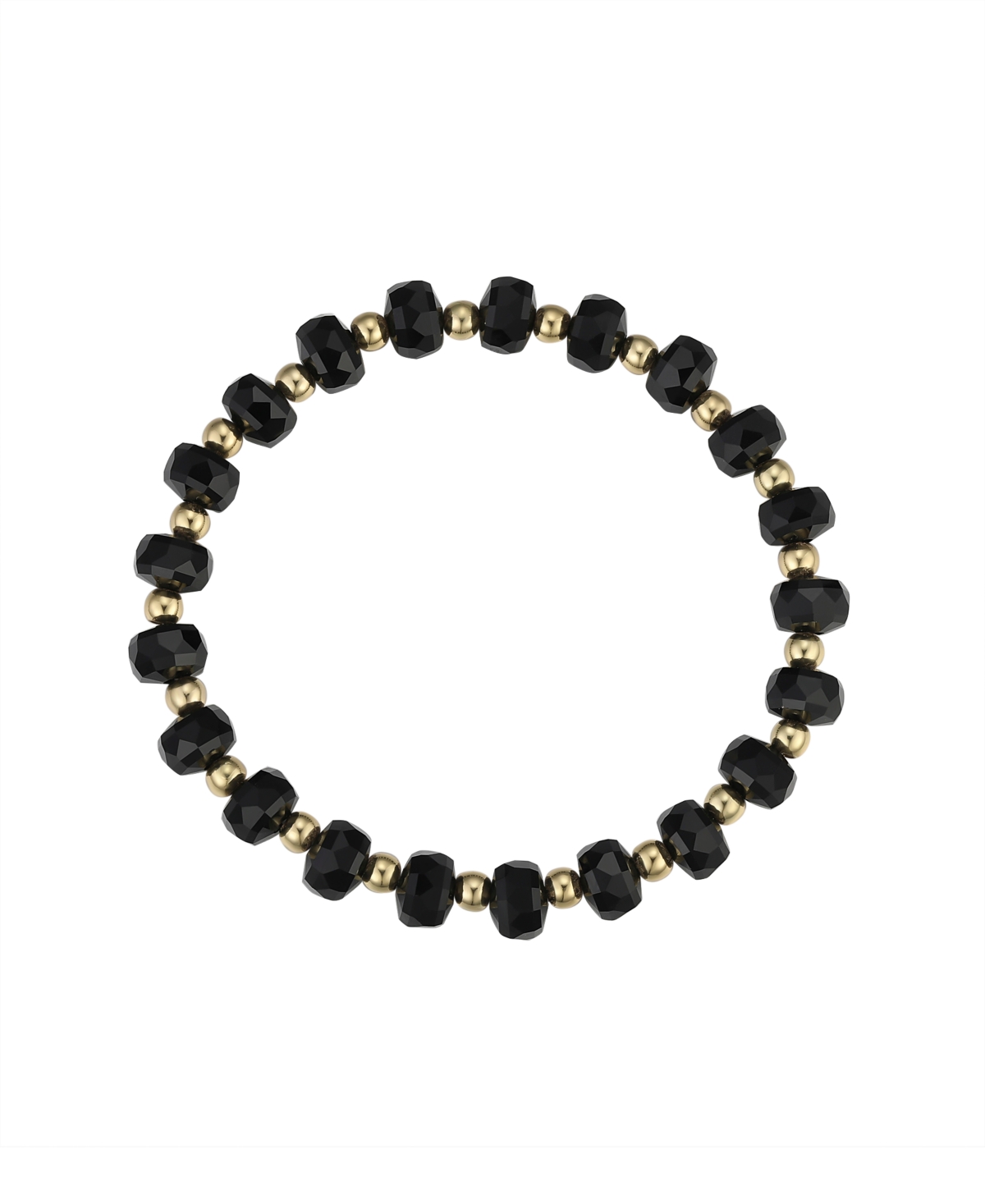 Macy's Black Crystal And 14k Gold Plated Ball Stretch Bracelet