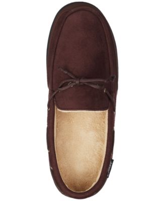 Men's Water Repellent Microsuede Carter Boater Moccasin Slipper with Memory Foam 