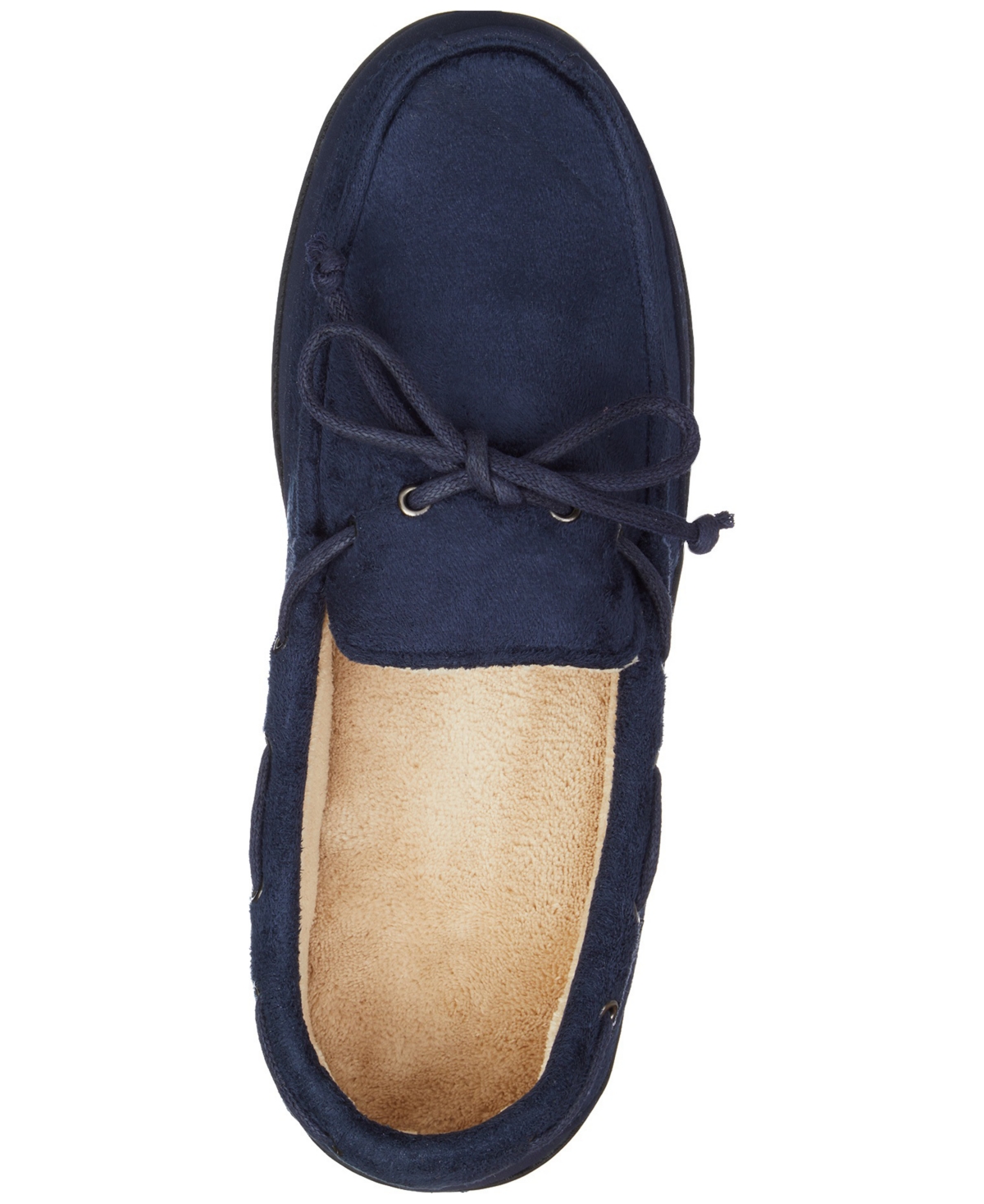Isotoner Men's Water Repellent Microsuede Carter Boater Moccasin Slipper with Memory Foam -blue