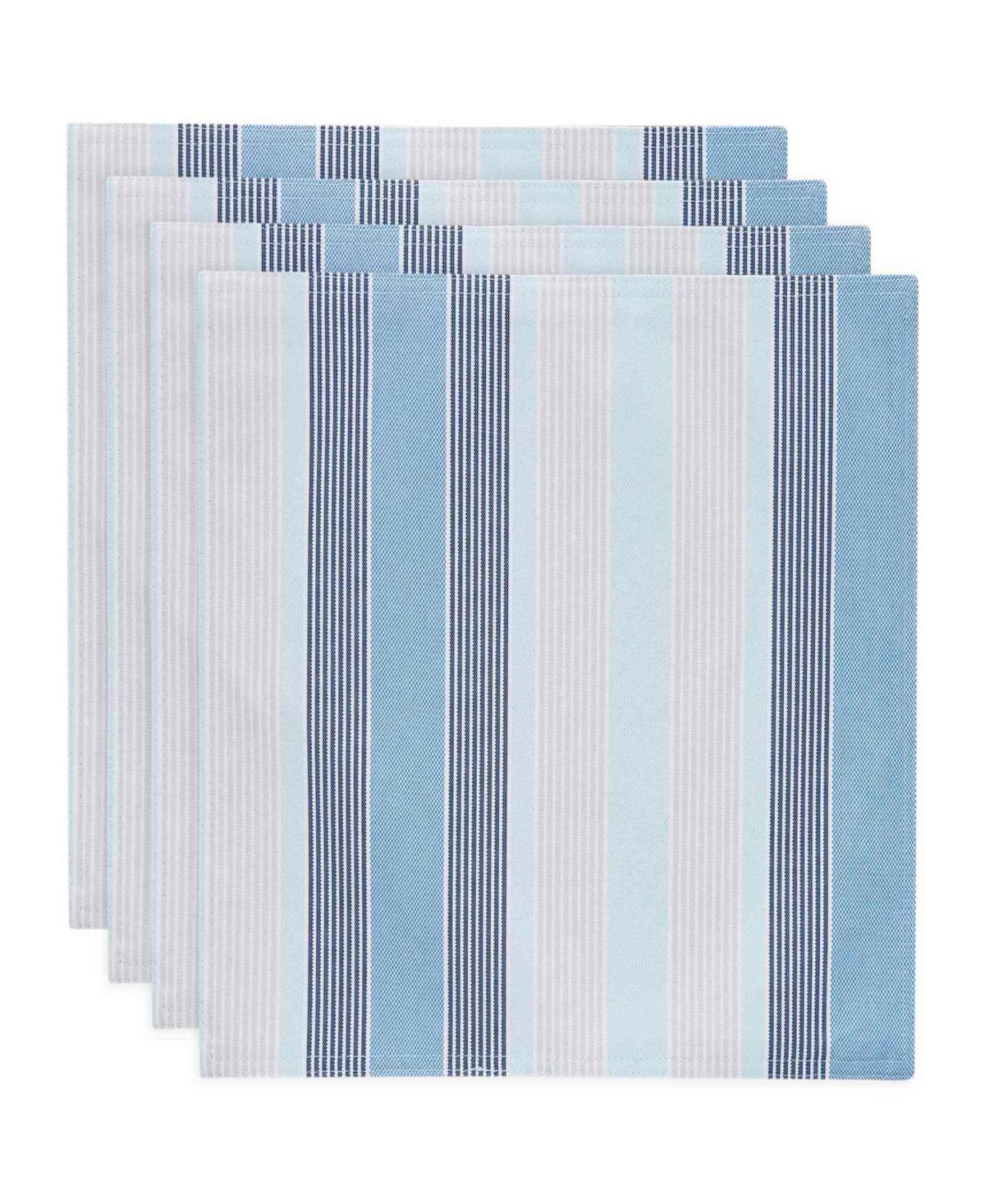 Avanti Breakers Stripe Water-resistant Indoor And Outdoor Placemats, Set Of 4, 13" X 19" In Blue
