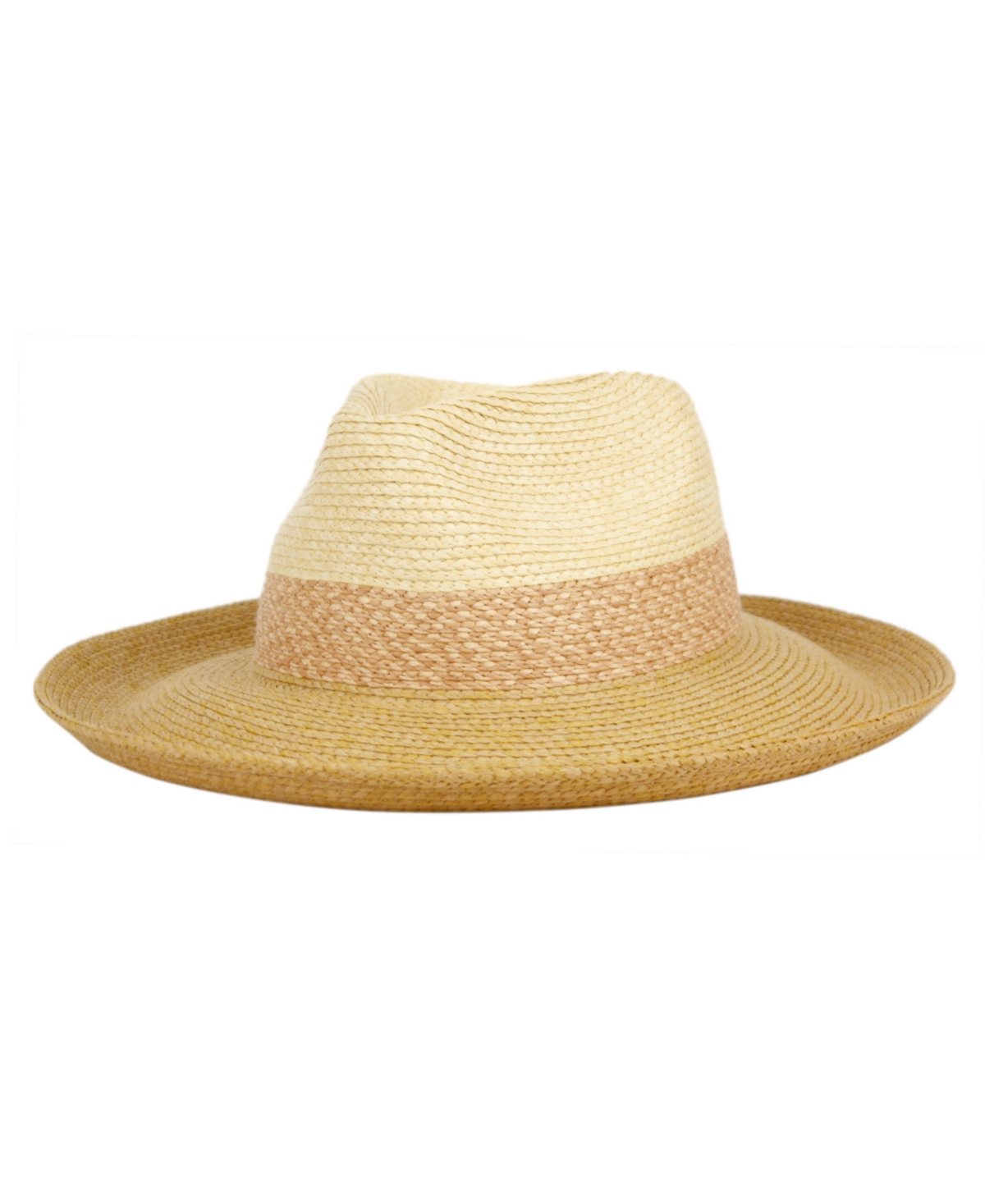 Up Brim Straw Fedora Sun Hat - Natural