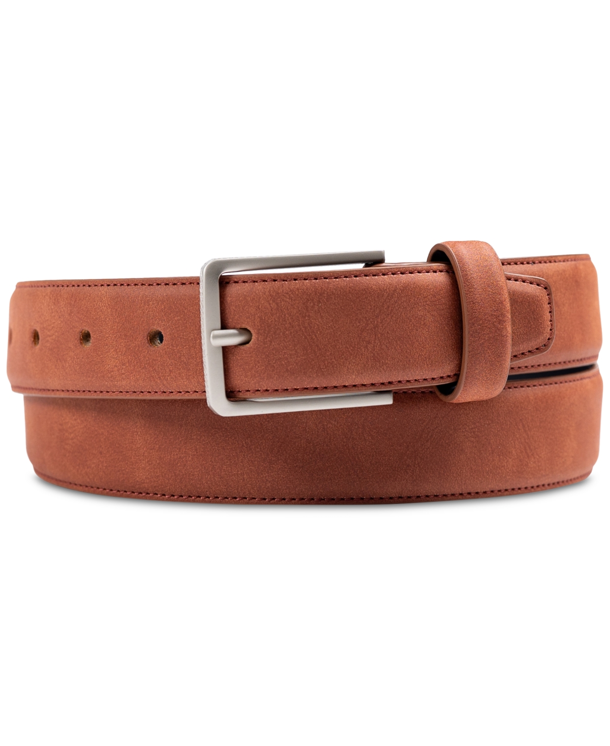 Men's Faux Suede Belt, Created for Macy's - Navy