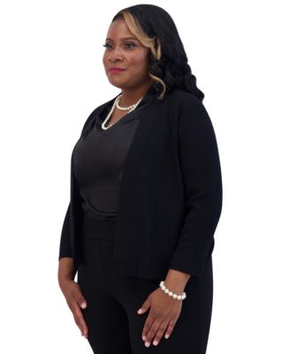 Women's Collarless Open-Front Cardigan