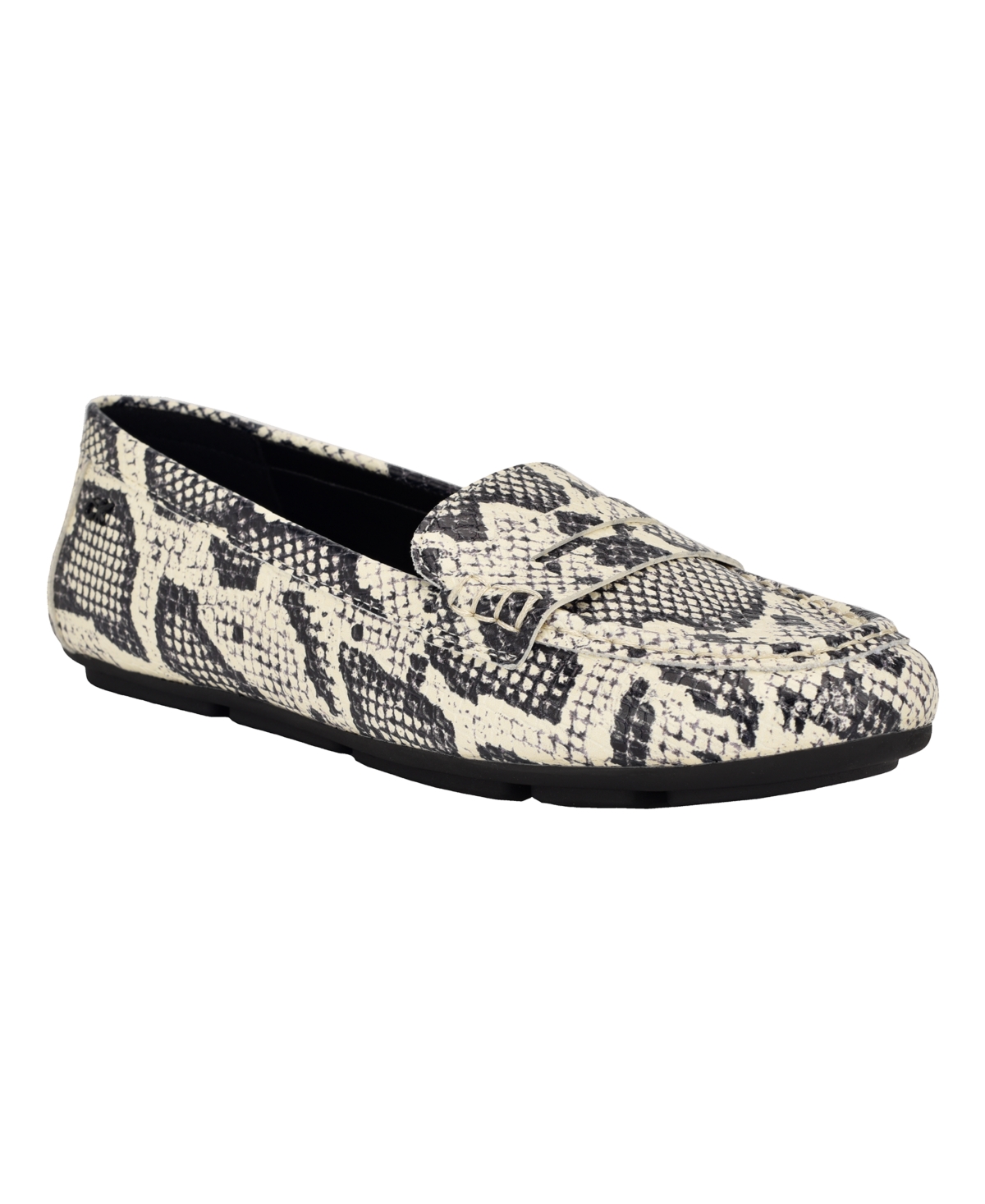 Calvin Klein Women's Lunya Slip-On Casual Flat Loafers -White Snake