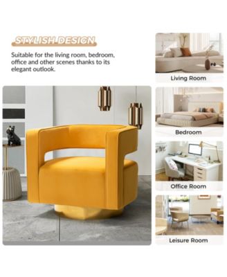 Carisa Contemporary Swivel 29.5" W Barrel Chair with Metal Base