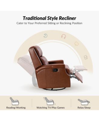 Echidna Transitional Genuine Leather Swivel Rocker Recliner
