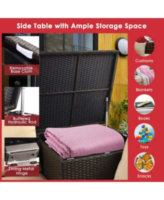 6PCS Patio Rattan Furniture Set 32'' Fire Pit Table Tank Holder with Cover