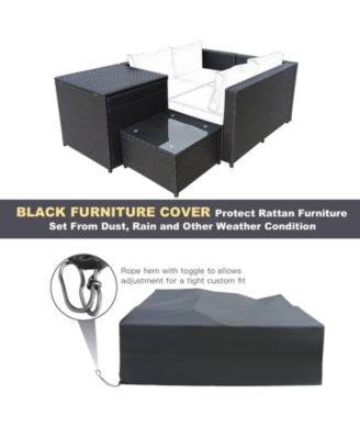 8PCS Outdoor Patio Rattan Furniture Set Cushioned Loveseat Storage Table