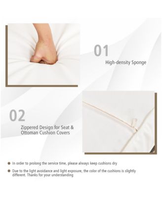 7PCS Patio Rattan Furniture Set Cushioned Loveseat Sofa Ottoman Table