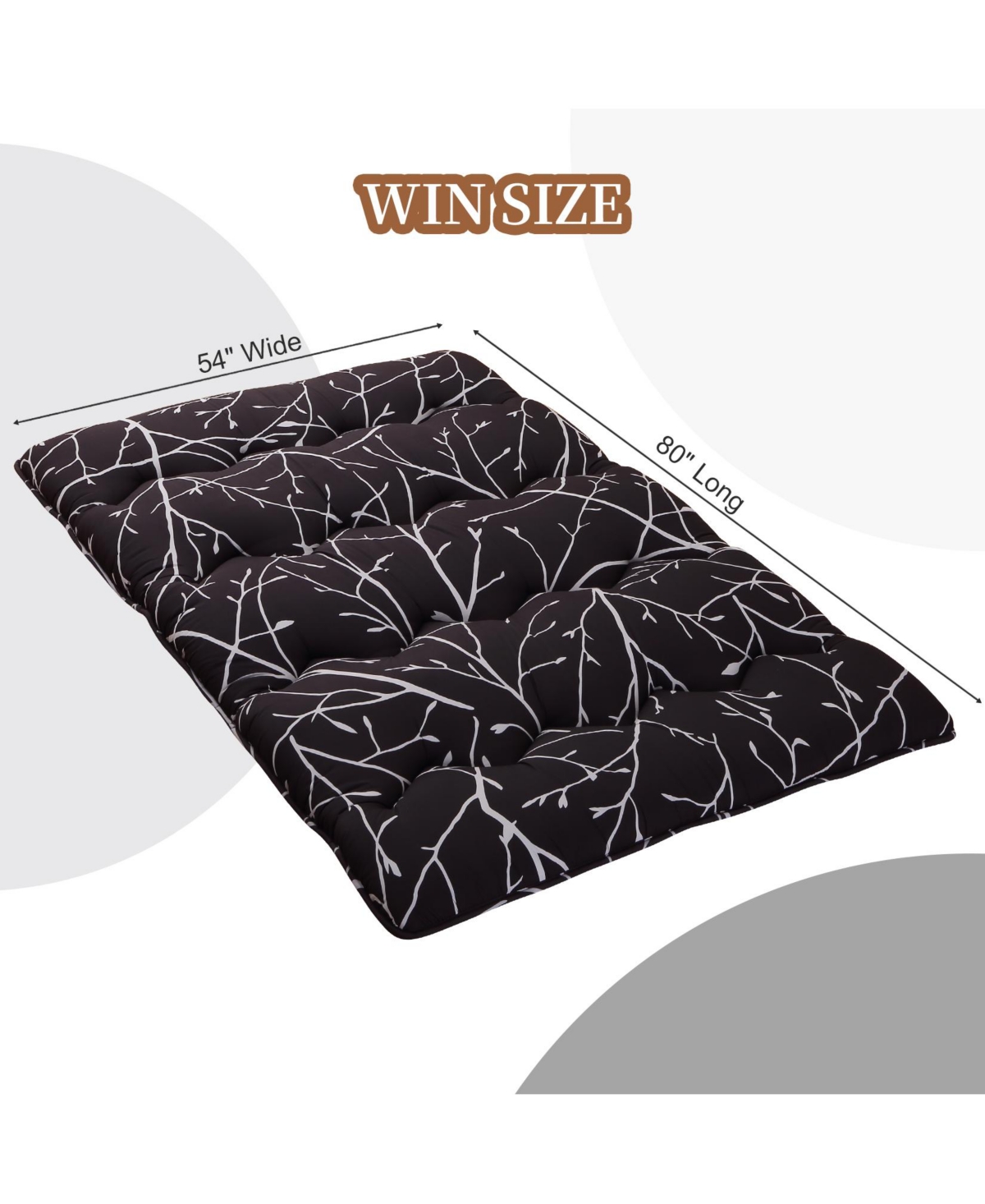 Caromio Futon Mattress Size, Branches Print Floor Mattress Pad Portable Dorm Sleeping Pad, 54