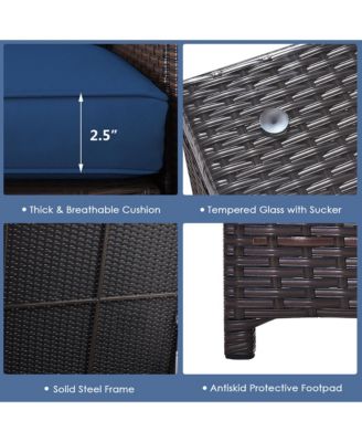 8PCS Outdoor Patio Rattan Furniture Set Cushioned Loveseat Storage Table Navy