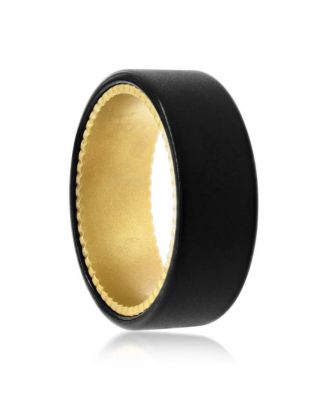 Matte Black & Gold Tungsten Ring