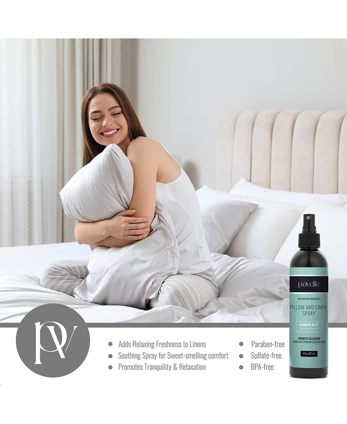 Pavelle Pillow and Linen Fabric Odor Eliminator Spray, Garden Mist