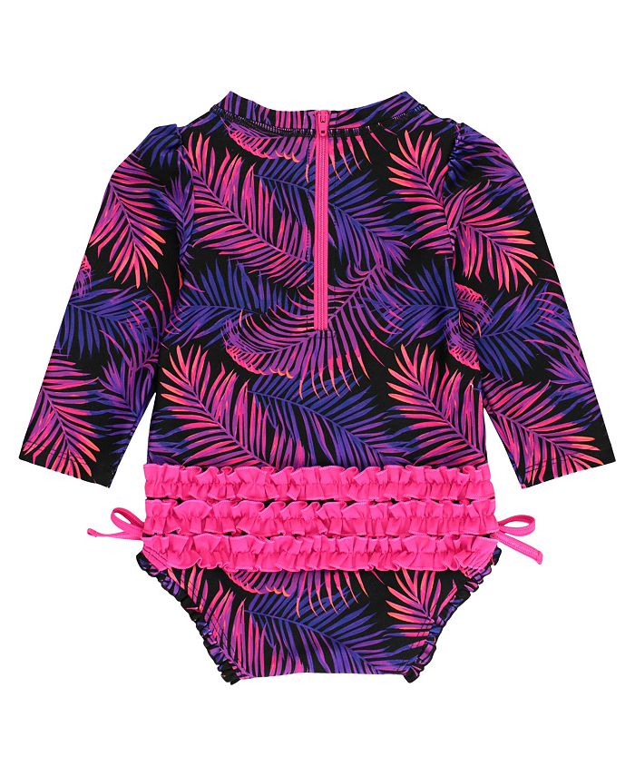RuffleButts Toddler Girls Long Sleeve One Piece Rash Guard - Macy's
