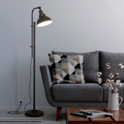 Dylan 65.5" LED Height-Adjustable Black Floor Lamp with Vintage Rust Finish